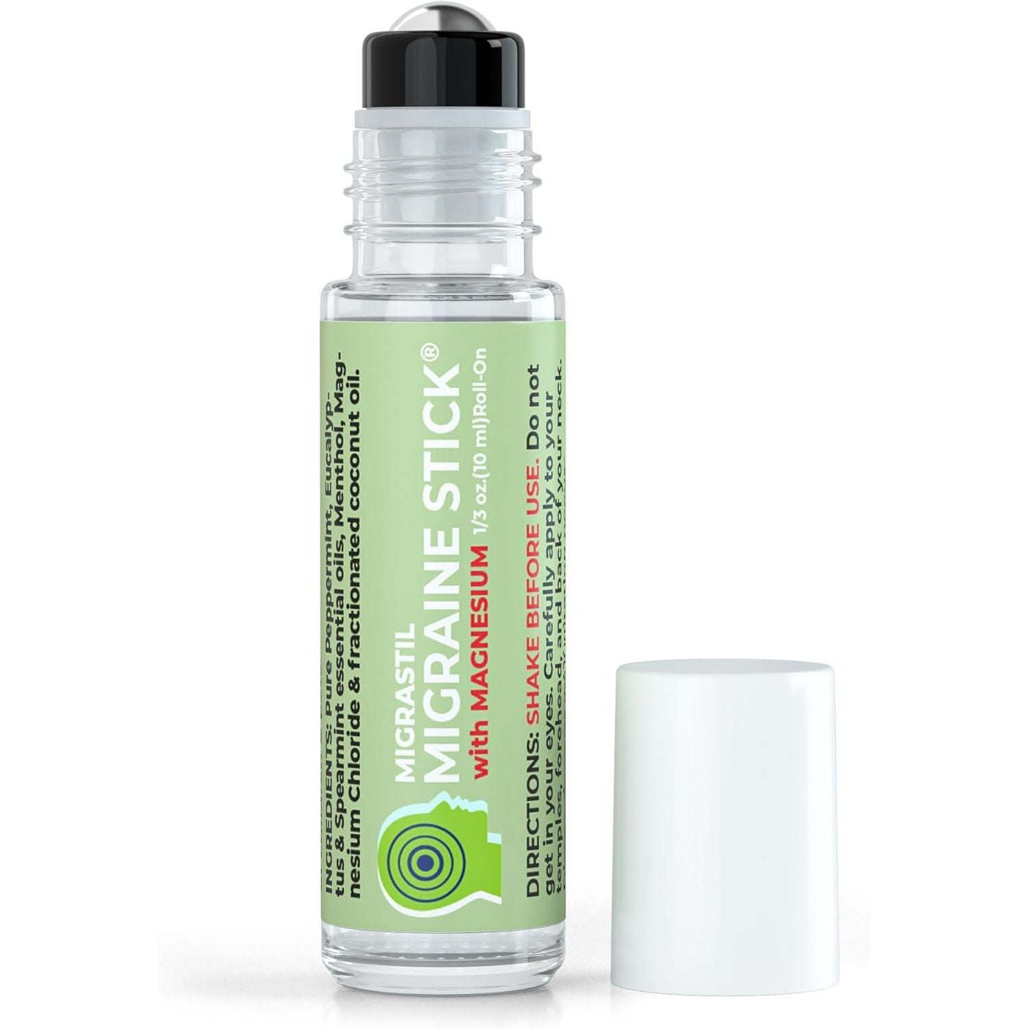 MIGRASTIL Migraine Stick with Magnesium Cooling Peppermint Eucalyptus Essential Oil Topical Magnesium for Headache Support. Made in the USA 10 Ml