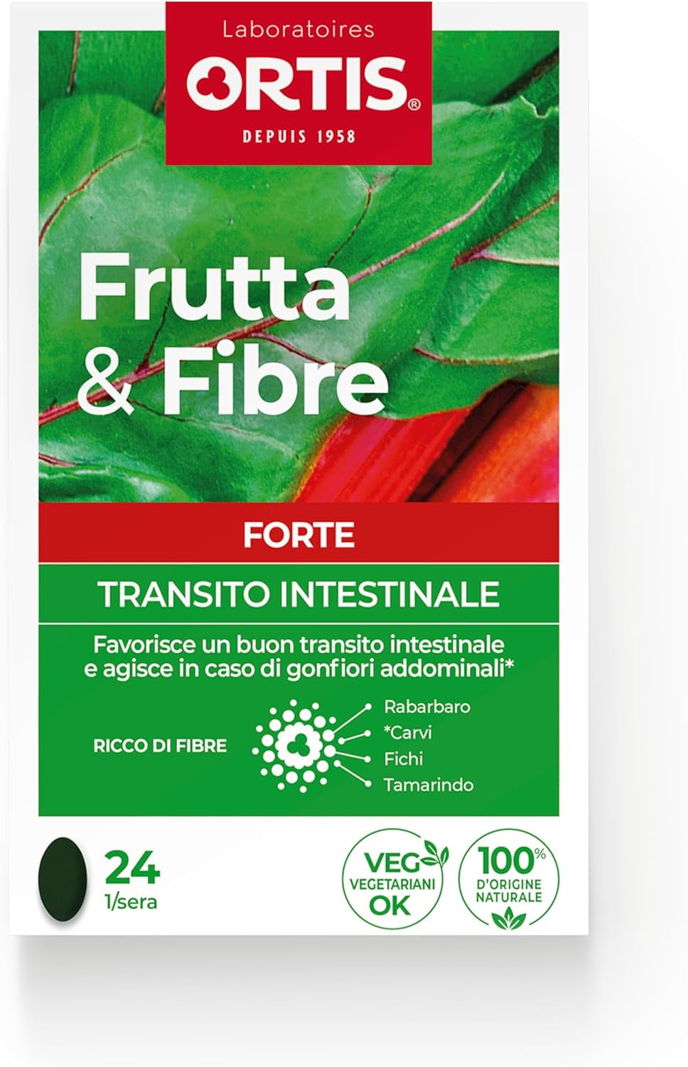 Ortis Frutta&Fibre Forte Integratore Transito Intestinale 24 Compresse