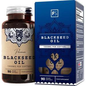 FS Black Seed Oil | 90 High Strength Black Seed Oil Softgel Capsules - 1000Mg Blackseed per Capsule | Softgels for Increased Absorption | Non-Gmo,Gluten & Allergen Free | Manufactured in the UK