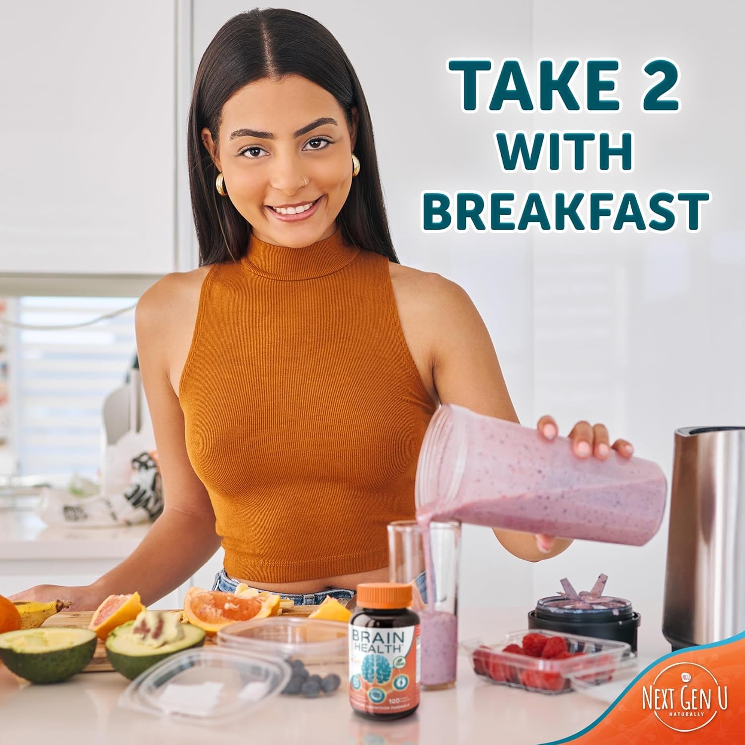 Brain Supplement - 120 Vegan Capsules - Dietary Nootropic May Help Memory, Cognitive Function & Focus - Formulation with Amino Acids, Polyphenols & B Vitamins - for Women, Men & Seniors - by Nextgenu