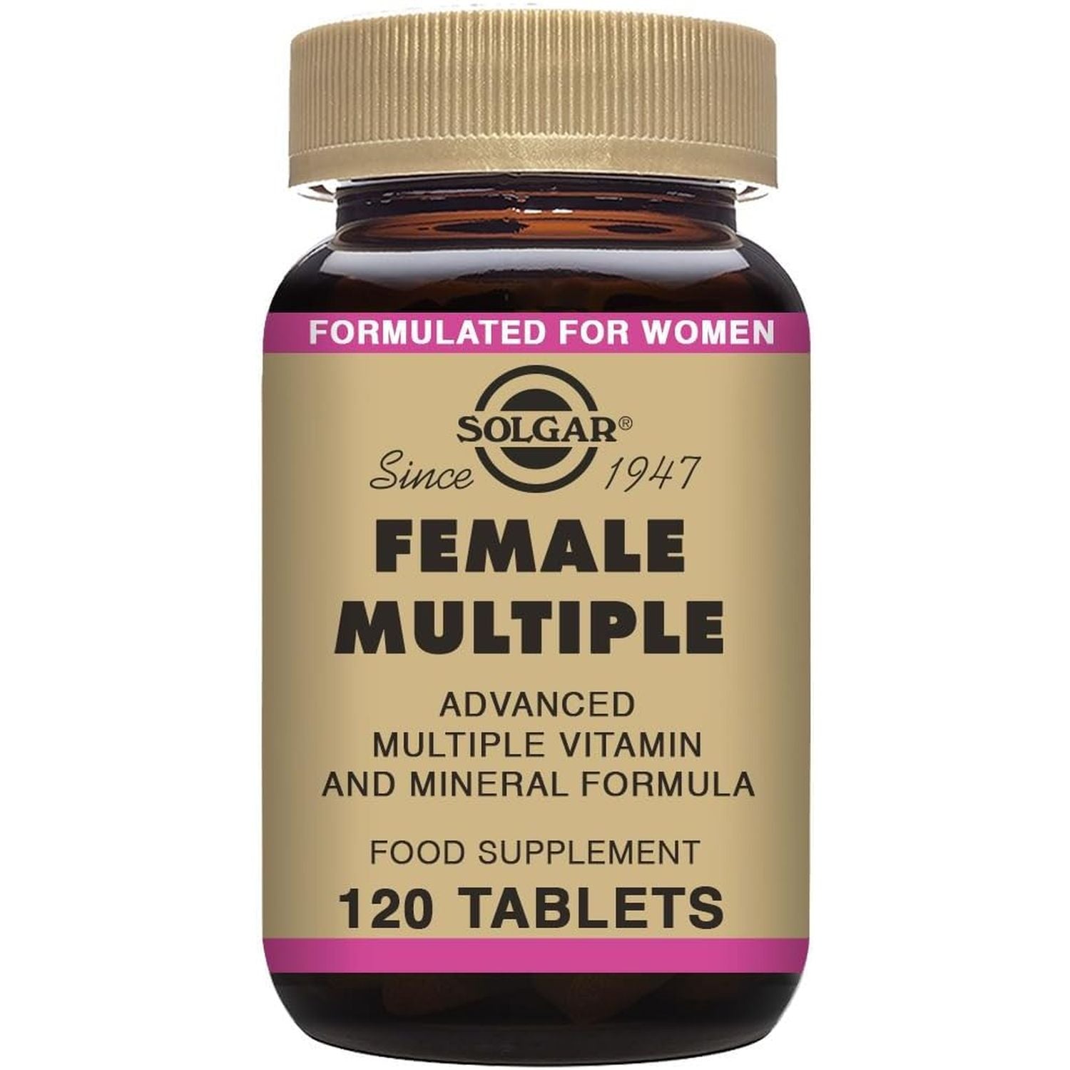 Solgar Female Multiple Tablets - Pack of 120 - to Support Healthy Blood Production and Fight Stress - with Vitamin B12, C, E, Iron and Zinc - Vegan