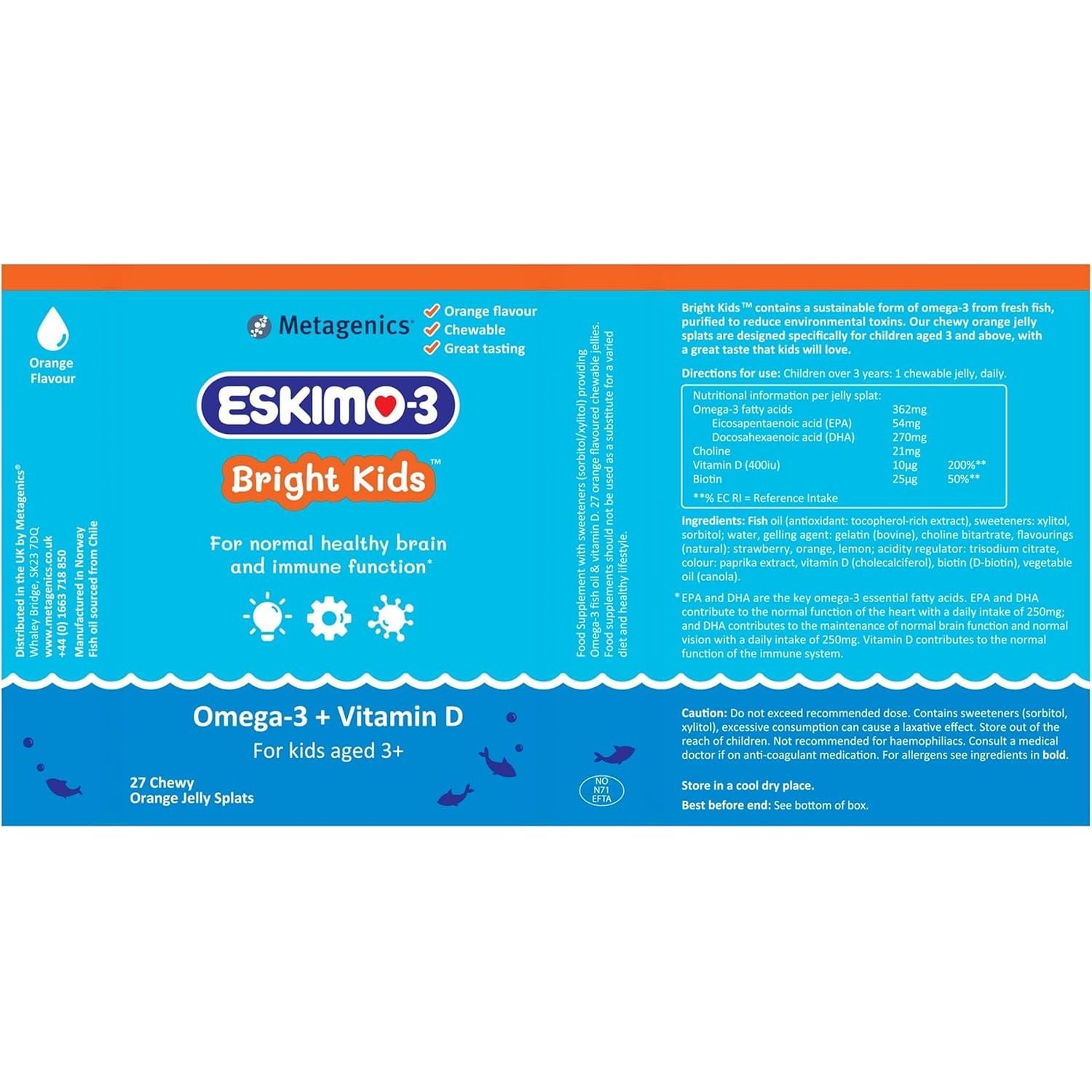 Eskimo-3 Bright Kids Fish Oil by Metagenics - Jelly Splats, 27 Servings