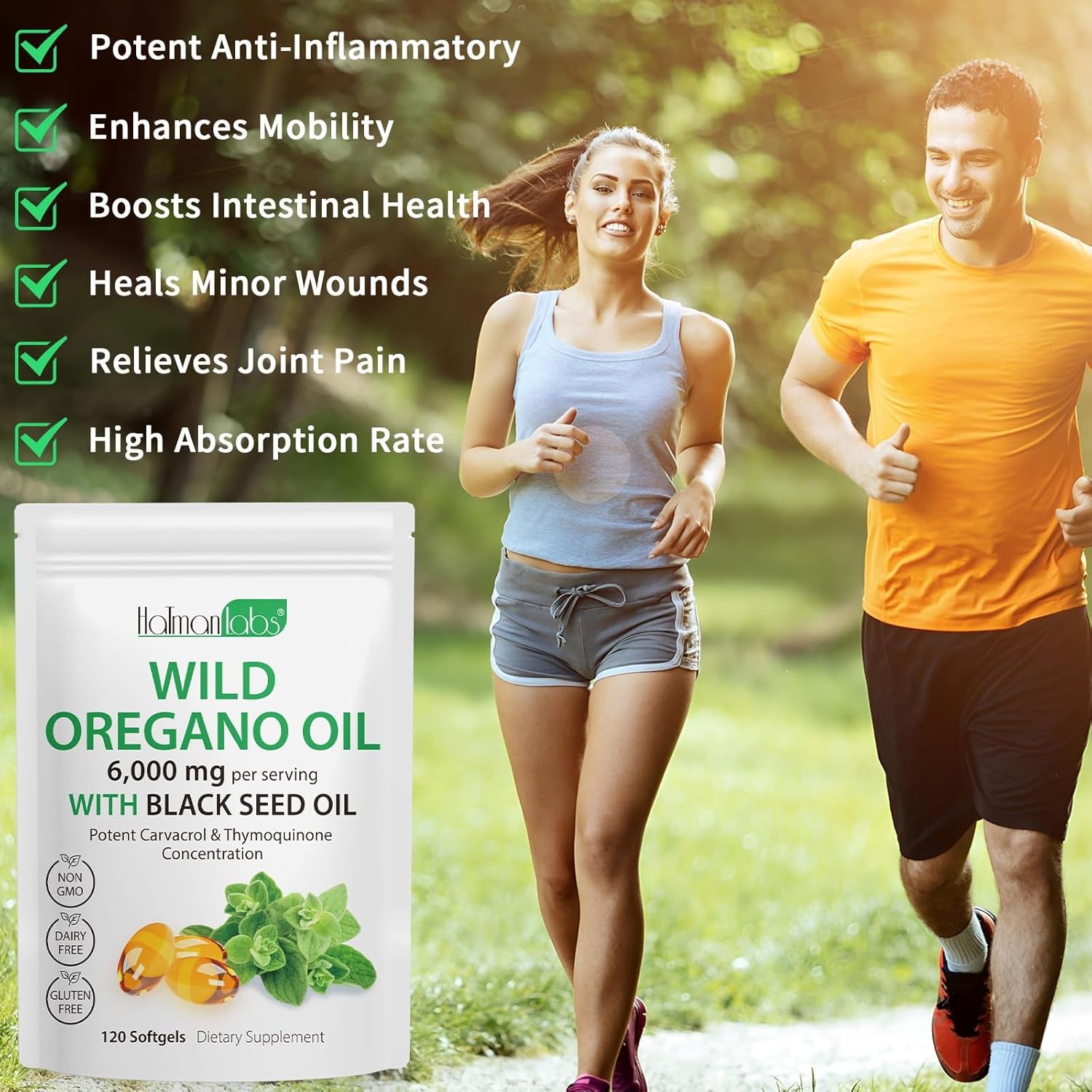 Oregano Oil 120 Softgels - 2 in 1 6000Mg Oil of Oregano with Black Seedoil 200Mg - 165Mg Carvacrol -Natural & Non GMO -High Potency Immune and Digestive Support