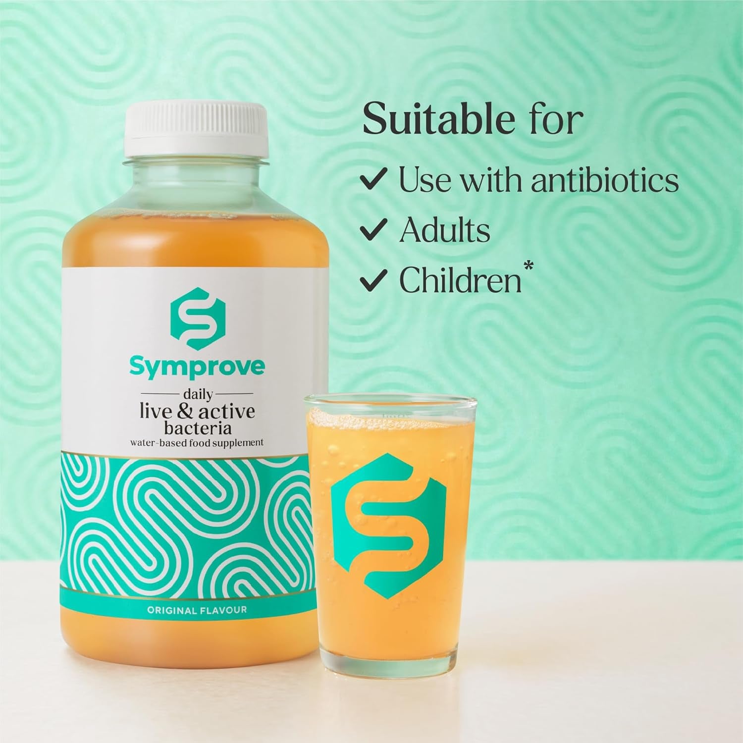 Symprove Daily Probiotic Drink, Original, 10 Billion Cfus, 4 Clinically Studied Strains, Gut & Immune Support, Water-Based, Vegan, Dairy & Gluten Free, (Pack of 1 X 500Ml)
