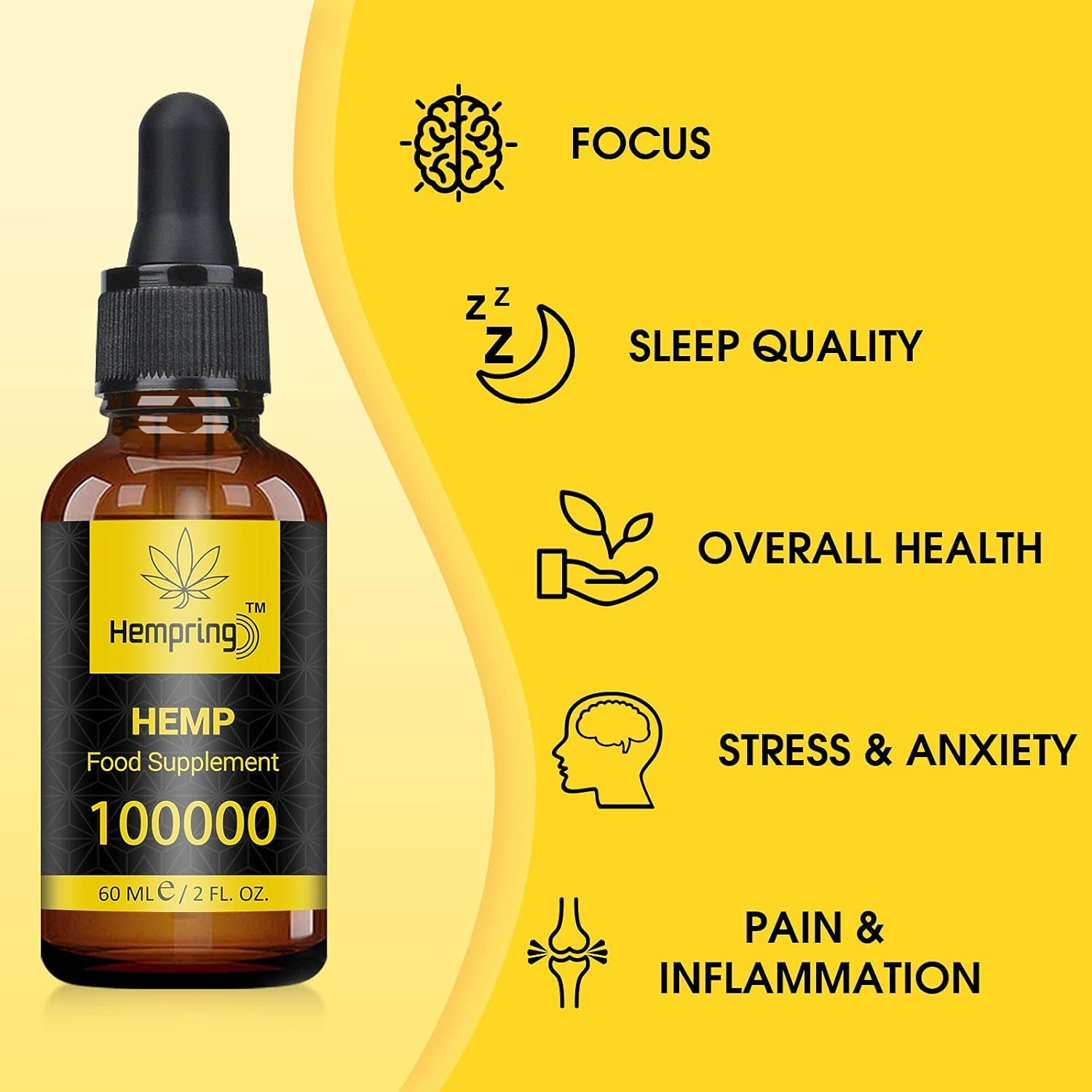 Natural Oil, Premium High Strength Oil 100000Mg, 60ML Maximum Value Natural Supplement Vegan & Vegetarian Friendly