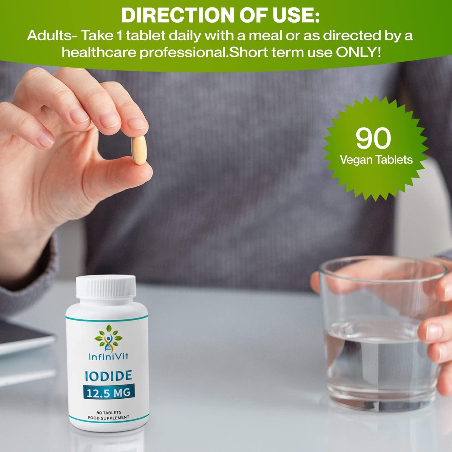 Infinivit High Potency Iodine Tablets, Lugols Iodine, Iodine and Potassium Iodide, 90 Vegan Tablets