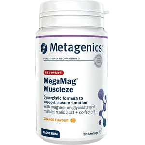 Metagenics Megamag Muscleze Magnesium Glycinate Powder - Muscle Recovery after Exercise - Orange, 30 Servings