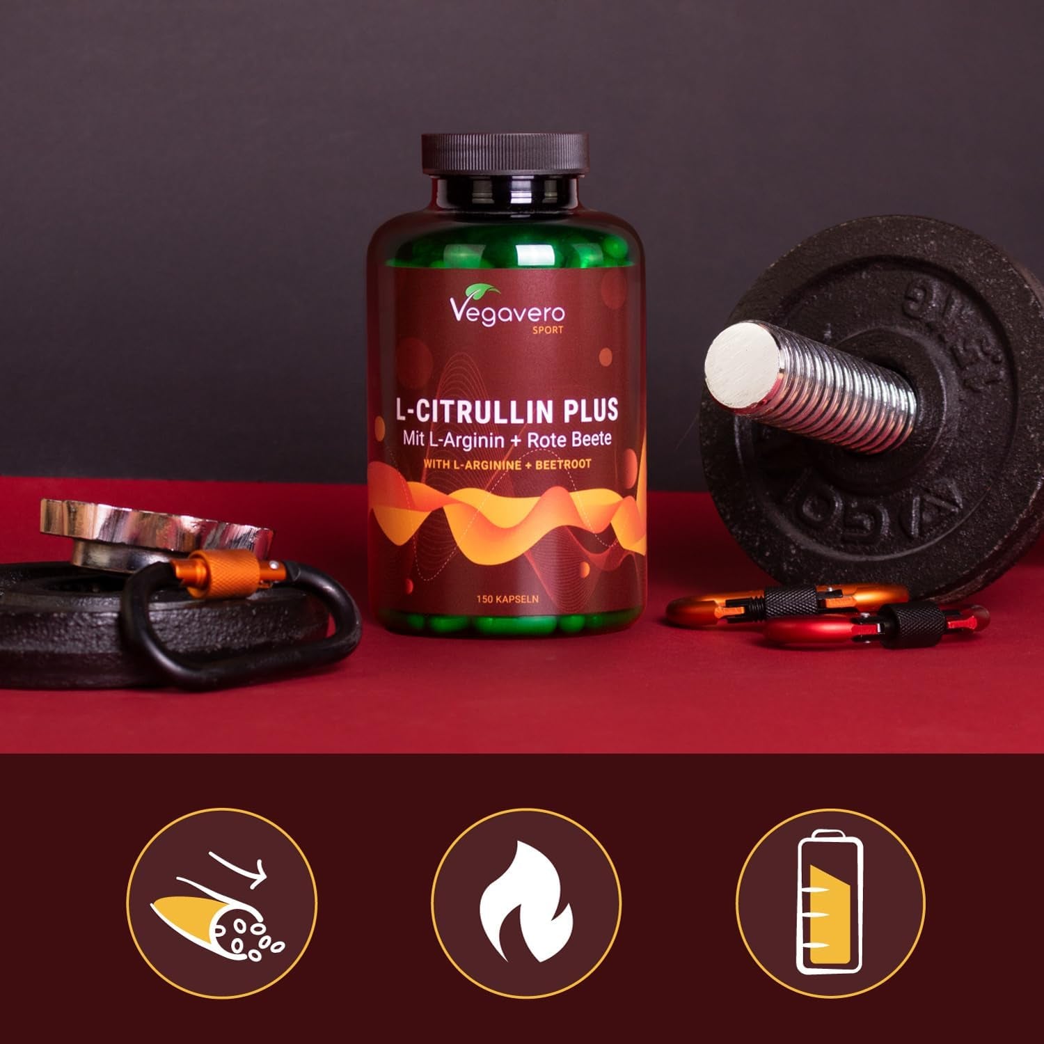 Vegavero L-Arginine L-Citrulline Complex High Strength 4200 Mg | Natural Pre-Workout | NO Additives | Citrulline Malate Powder | Amino Acids from Fermentation | 150 Capsules | Vegan