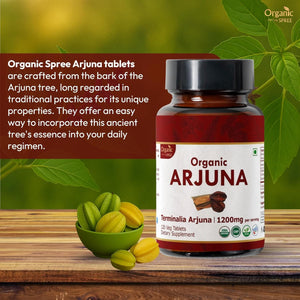 ORGANIC SPREE ARJUNA 120 Tablets | Terminalia Arjuna (Arjuna) | USDA Organic Certified | Organic and Natural 120Tab (1)