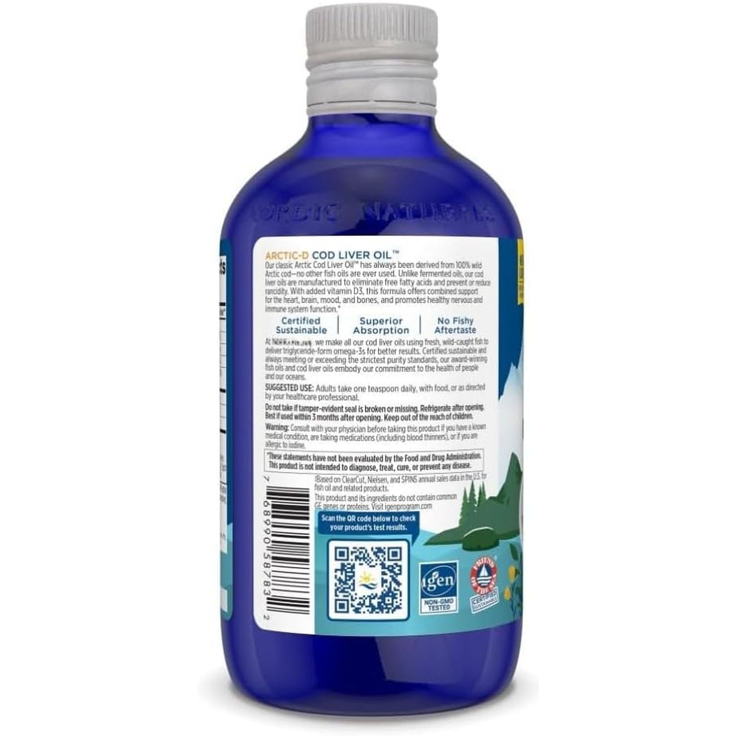 Nordic'S Arctic-D Cod Liver Oil, 1060 Mg, 340 Mg EPA, 510 Mg DHA, Lemon Taste, 237 Ml