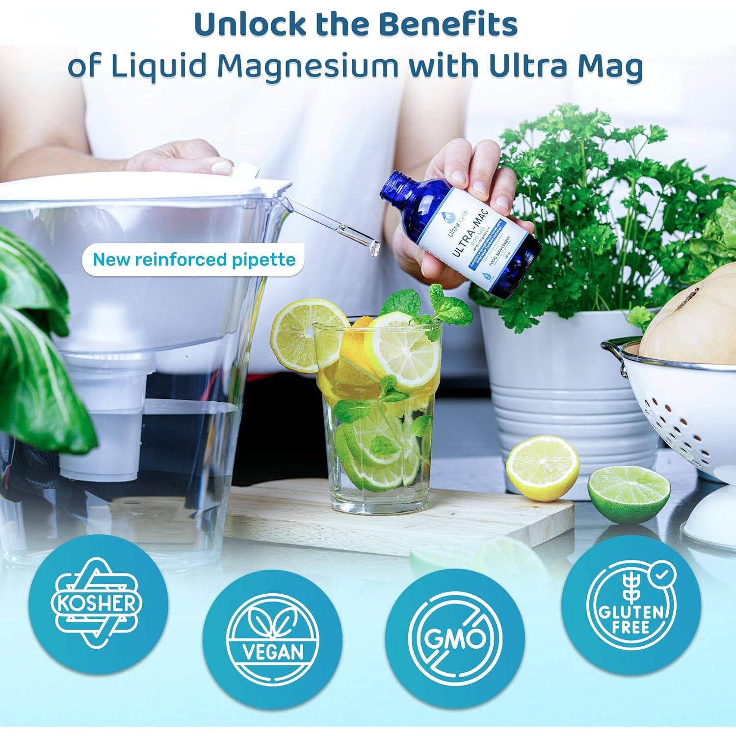 Ultra Lyte Ultra Mag Ionic Magnesium Supplement – 118Ml Food Supplement – Concentrated 400Mg Liquid Minerals – Reduce Tiredness & Fatigue – Supports Electrolyte Balance & Muscle Function