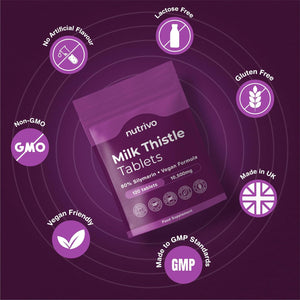 Milk Thistle High Strength Tablets 10,500Mg & 80% Silymarin per Serving | 120 Tablets | Milk Thistle Herbal Supplement | Vegan & UK Made