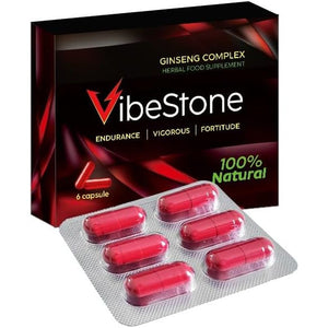 VIBESTONE Red-New Stronger for Longer Formula for Men - Ultra Strong Performance Enhancing Pills, Stamina Endurance Booster RED Supplement Pills for Men - 6 Ginseng Capsules 500MG