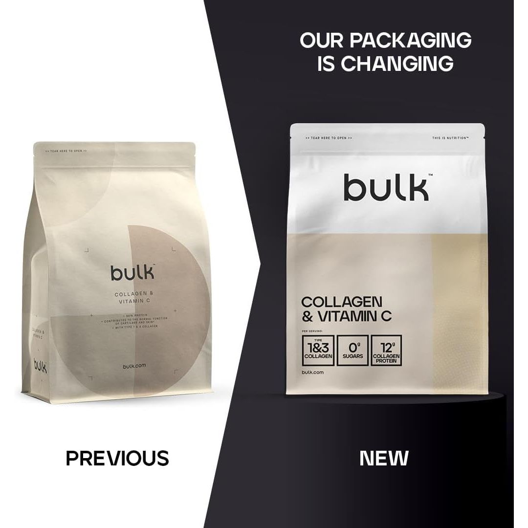 Bulk Collagen Powder with Peptides and Vitamin C, Hydrolysed Bovine Collagen, High Protein Supplement Daily Use in Smoothies, Shakes and Recipes, Joint and Skin Routine, Apple, Easy Mixing 500G