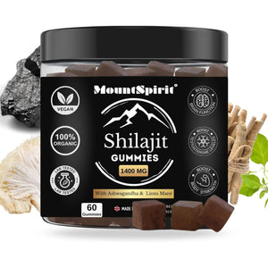 Pure Organic Himalayan Shilajit Gummies with Lion'S Mane Mushroom and Ashwagandha 3-In-1 Max High Strength by Mountspirit™,Fulvic & Humic Acid and 85+ Minerals, for Energy, Immunity & Focus