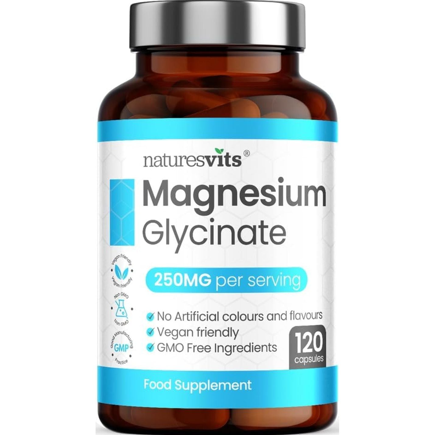 Magnesium Glycinate Capsules, 250 Mg - Bisglycinate Natural Night Time Supplement to Promote Sleep and Calm, Reduce Restless Legs and Relieve Muscle Cramps - Suitable for Women and Men
