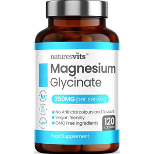 Magnesium Glycinate Capsules, 250 Mg - Bisglycinate Natural Night Time Supplement to Promote Sleep and Calm, Reduce Restless Legs and Relieve Muscle Cramps - Suitable for Women and Men
