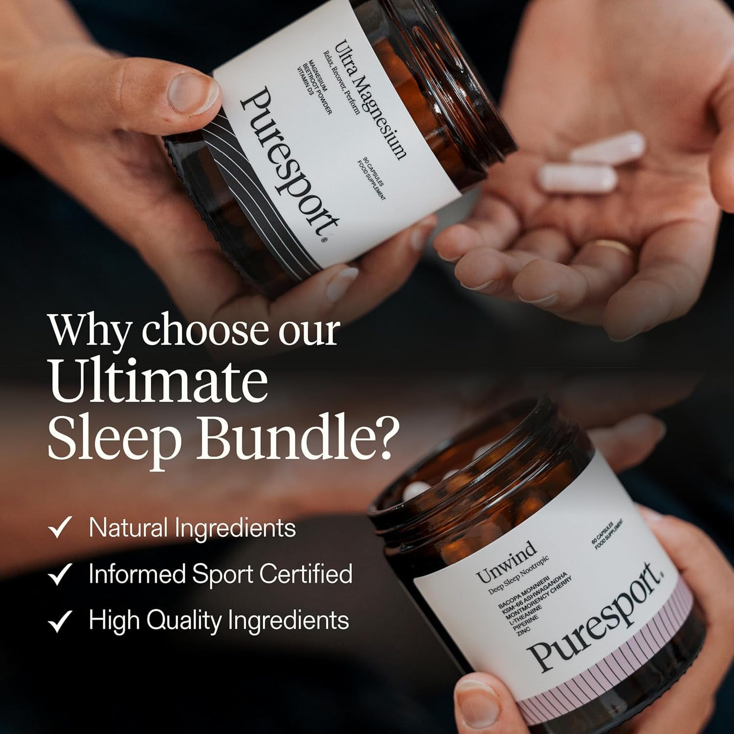 Puresport Ultimate Sleep Bundle | 1 X Ultra Magnesium (90 Capsules) & 1 X Unwind Nootropic (60 Capsules) | Improved Sleep Quality | Reduced Stress | Optimised Cognitive Performance | Supports Recovery