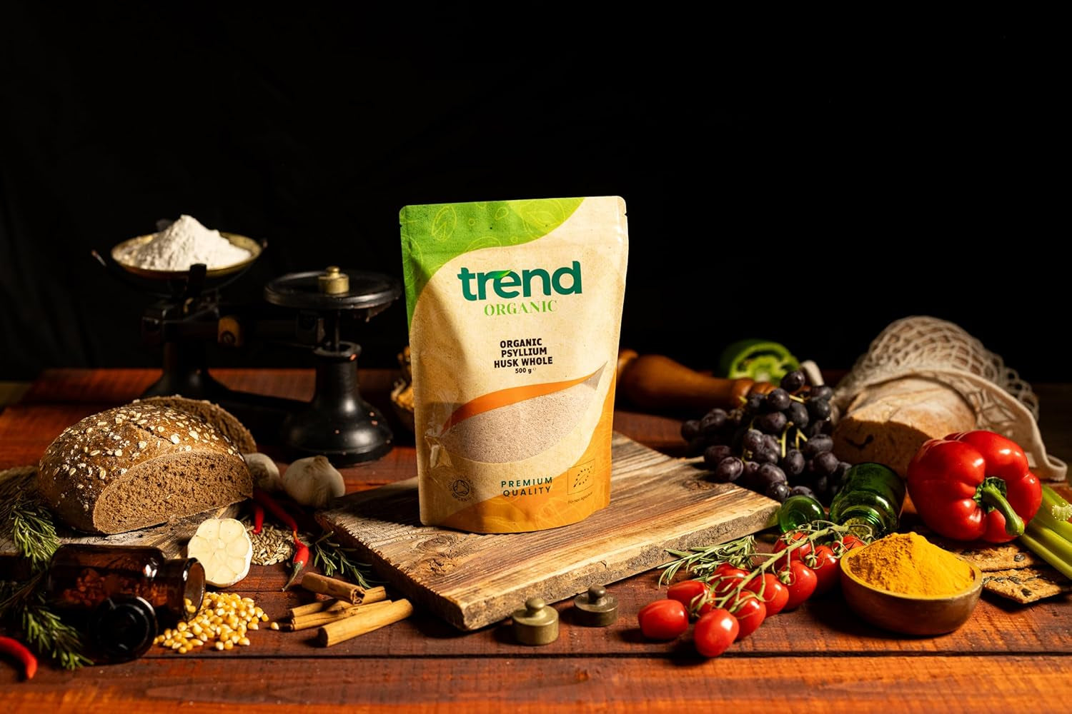 Trend Organic Psyllium Husk Whole, 250G - Soluble Fibre Rich Superfood Ideal for Baking and Cooking | Certified Organic, Vegan, Non-Gmo, No Additives or Preservatives |Raw | Resealable Bag