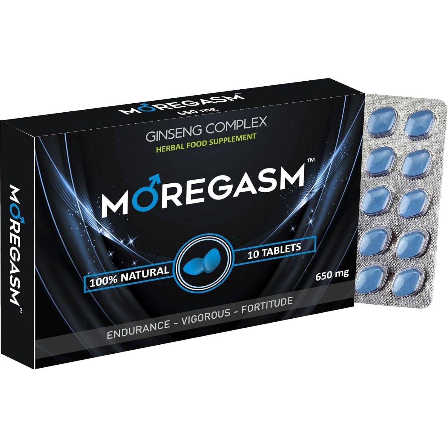 MOREGASM™ - Unleash More Longer | More Harder, More Stronger Performance | Stamina Endurance Booster Blue Herbal Supplement Tablets for Men | 10 Ginseng Tablets