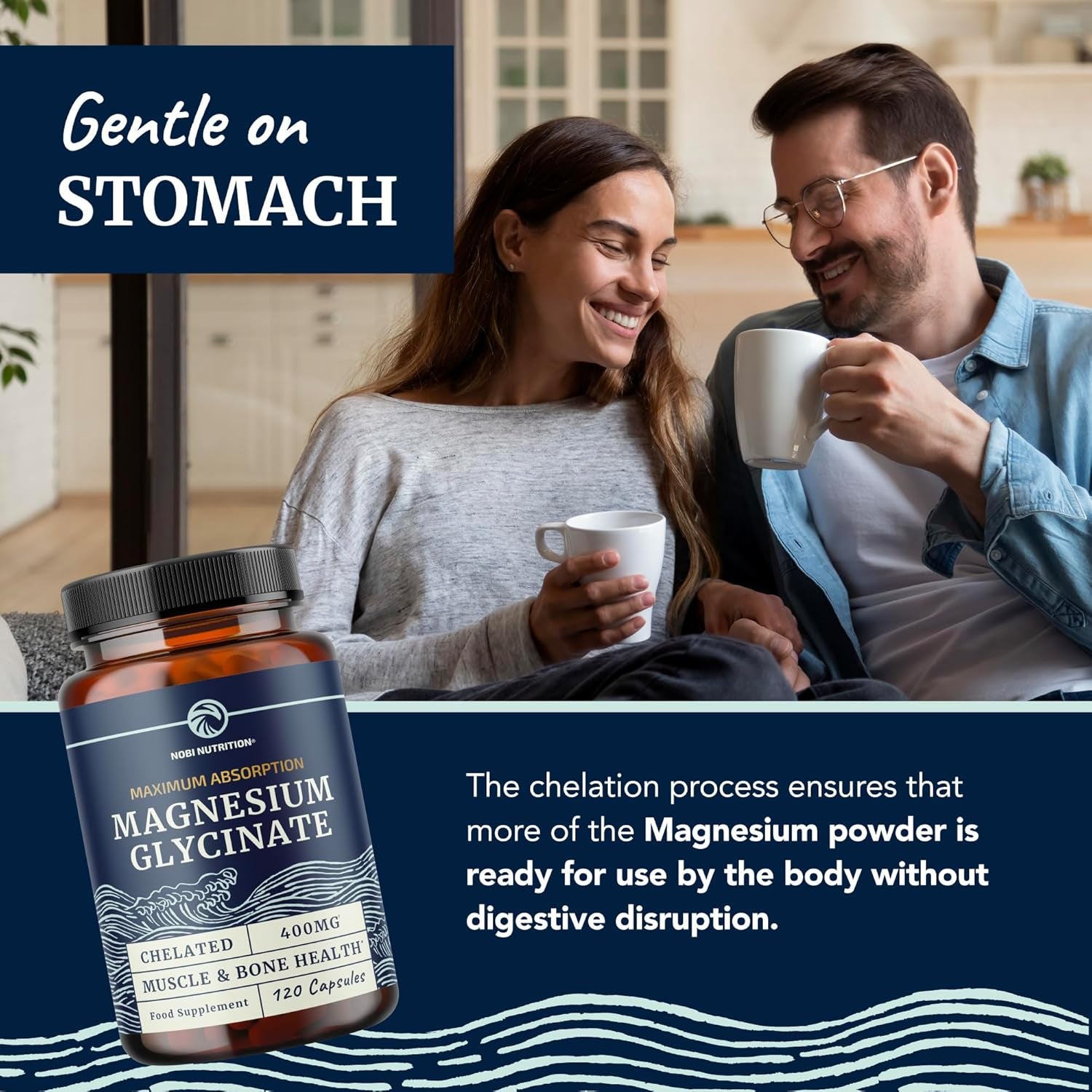 Magnesium Glycinate 400Mg | Chelated Bisglycinate for Muscle Relaxation, Bones, Heart, Nerve, Sleep & Calm Support for Women & Men | High Absorption Magnesium Chelate Supplement | 120 Capsules
