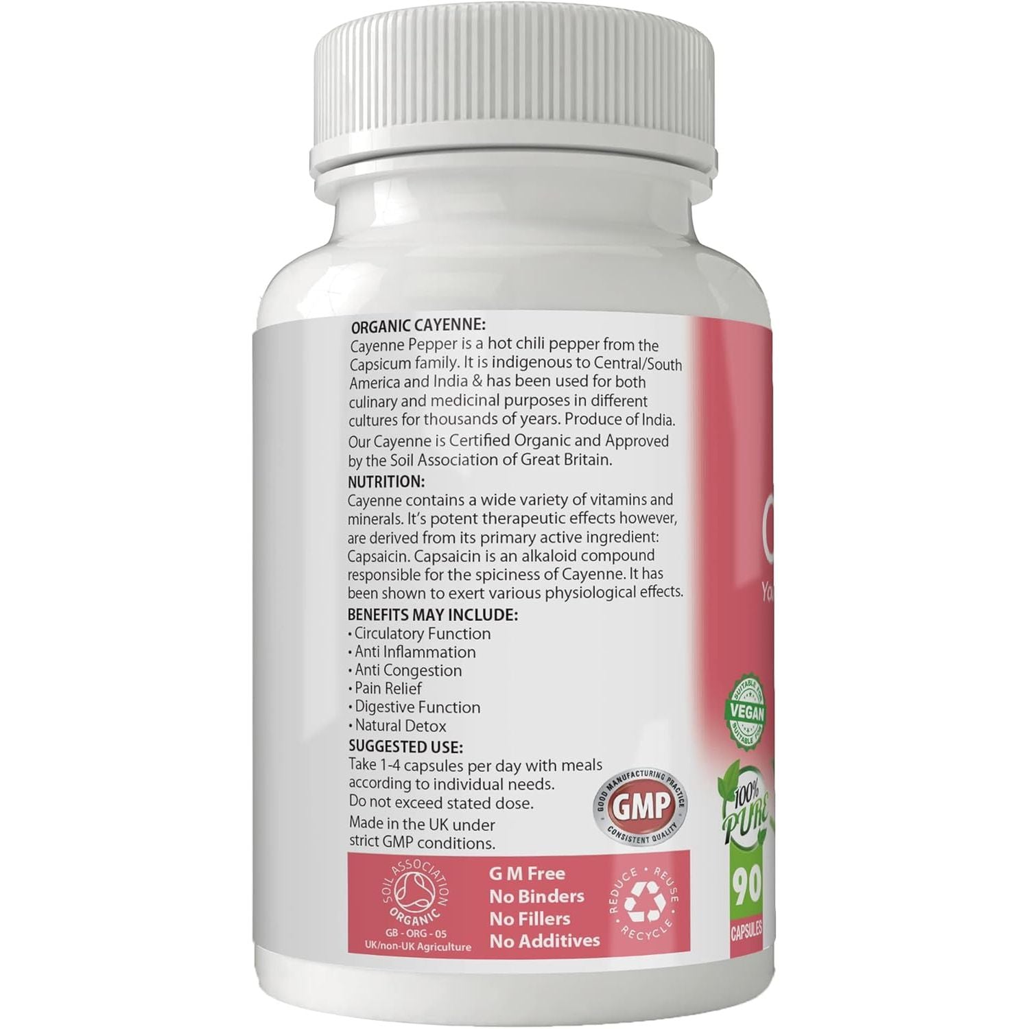 Simply Pure Organic Cayenne | Inflammation, Heart Health & Metabolism | 500Mg Capsules X 90 | 100% Pure Soil Association Certified | Gluten Free | GM Free | Vegan