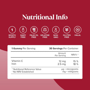 Kids Iron Gummies – Supplements for Energy & Immune System – 1 Month Supply - Alternative to Iron Tablets - Novomins