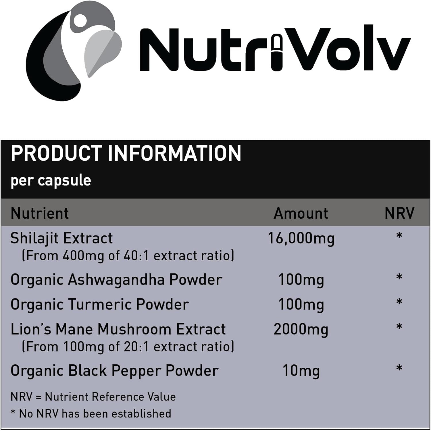 Nutrivolv Shilajit Complex 16,000Mg – 120 Capsules | 60% Fulvic Acid | Himalayan Shilajit with Ashwagandha, Lion’S Mane, Turmeric & Black Pepper | Energy, Testosterone & Brain Support