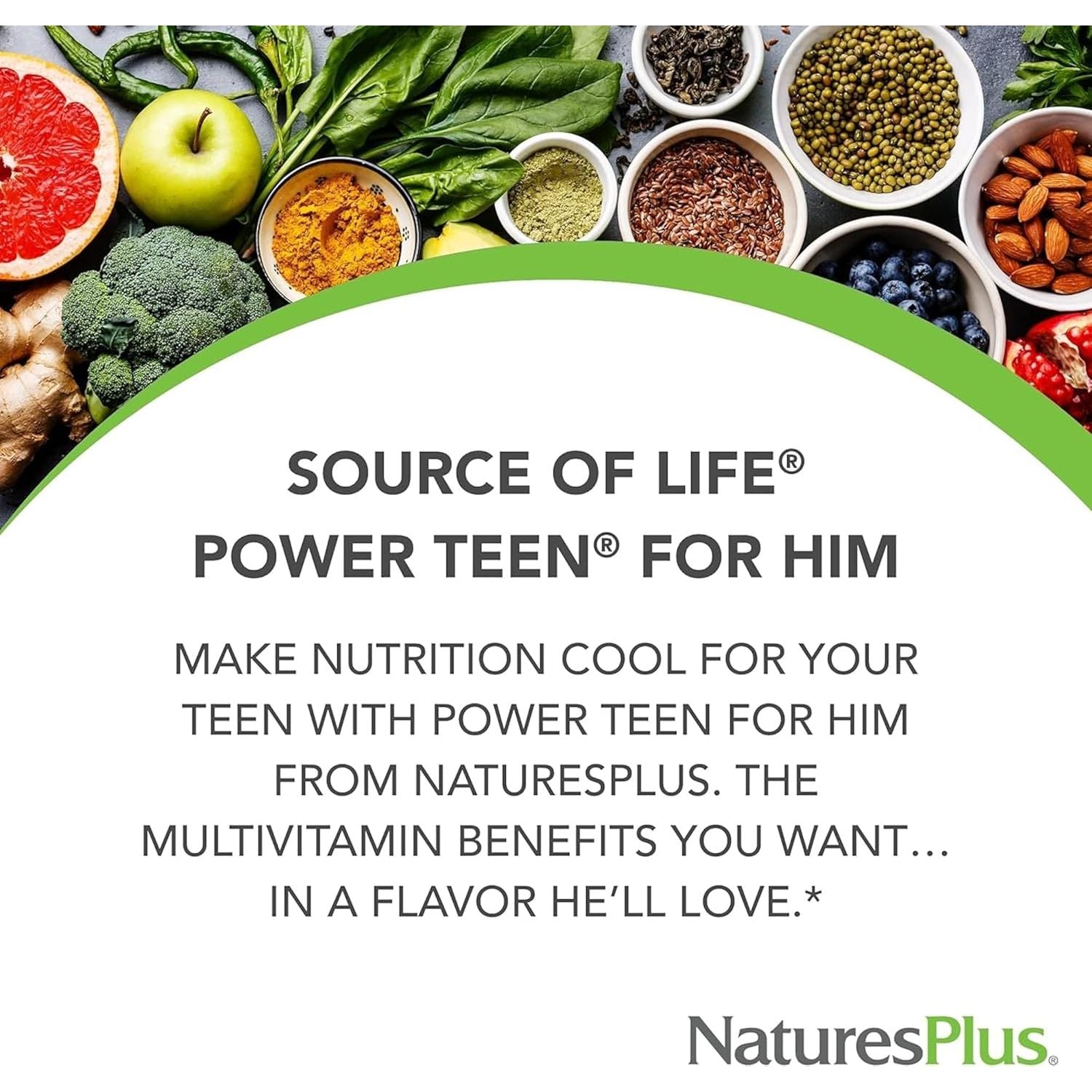 Naturesplus Power Teen for Him - Tasty Plant Based Chewable Multi Vitamins and Minerals for Teen Boys - Vegan, Gluten Free - 60 Wild Berry Flavour Tablets