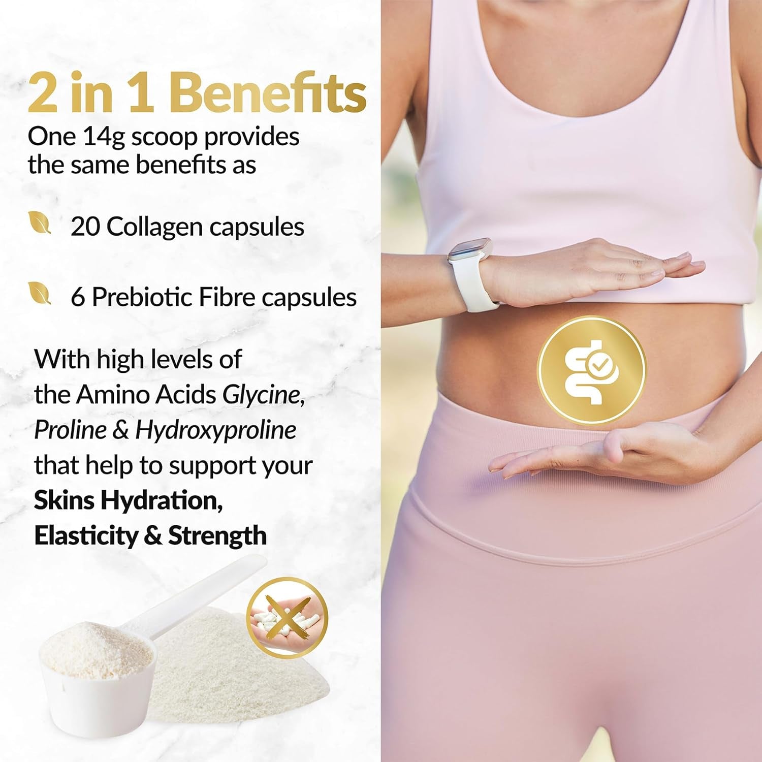 Prebiotic Collagen Powder - 420G Hydrolysed Bovine Collagen Peptides with Prebiotics for Gut Health & Skin, Collagen Powder for Woman & Men by Inner Vitality