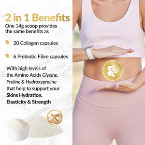Prebiotic Collagen Powder - 420G Hydrolysed Bovine Collagen Peptides with Prebiotics for Gut Health & Skin, Collagen Powder for Woman & Men by Inner Vitality