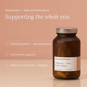 WILD NUTRITION ​​Food-Grown® Pregnancy + New Mother Multi | Pregnancy Vitamins for Women with 400Μg Folic Acid | Prenatal Vitamins for Women to Support Fatigue | Pregnancy Nausea Relief | 90 Capsules