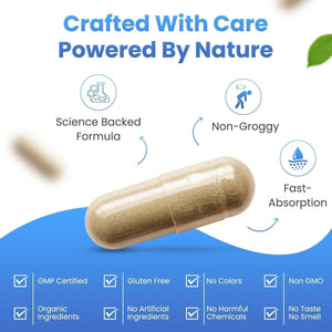 Natural Sleep Aid - Sleep Supplement with Valerian Root, L-Theanine & Magnesium for Sleep, Natural Source Melatonin Vegan Capsules, 1 Month Supply Sleeping Pills 856Mg
