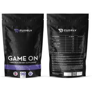 Purely Proud Game on – Fibre Rich Supplement for Bottoms | Stay Ready with Psyllium Husk, Probiotics, Peppermint | Supports Digestion, Gut Health & Clean Confidence | Vegan | 90 Capsules | Made in UK