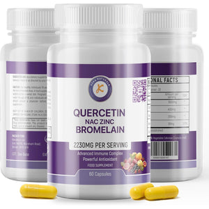 Quercetin with Bromelain, NAC and Zinc - Powerful Quercetin Blend - 2230Mg per Serving - Immune & Respiratory Support - Non-Gmo, Gluten-Free, Vegan - 60 Veggie Caps, Anti-Aging