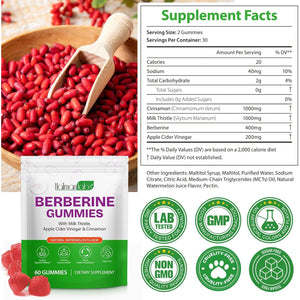 Berberine Gummies,Berberine Supplement,Berberine Complex Gummies for Metabolism, Energy, Gut Health, Fasting & Body Mass Control