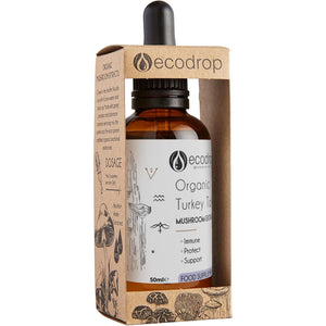 Ecodrop Organic Turkey Tail Mushroom I 50Ml I Double Extract Liquid Tincture Turkey Tail Supplement I Heavy Metal-Free, Nordic Sourced, & Fully Traceable I Manufactured in Finland