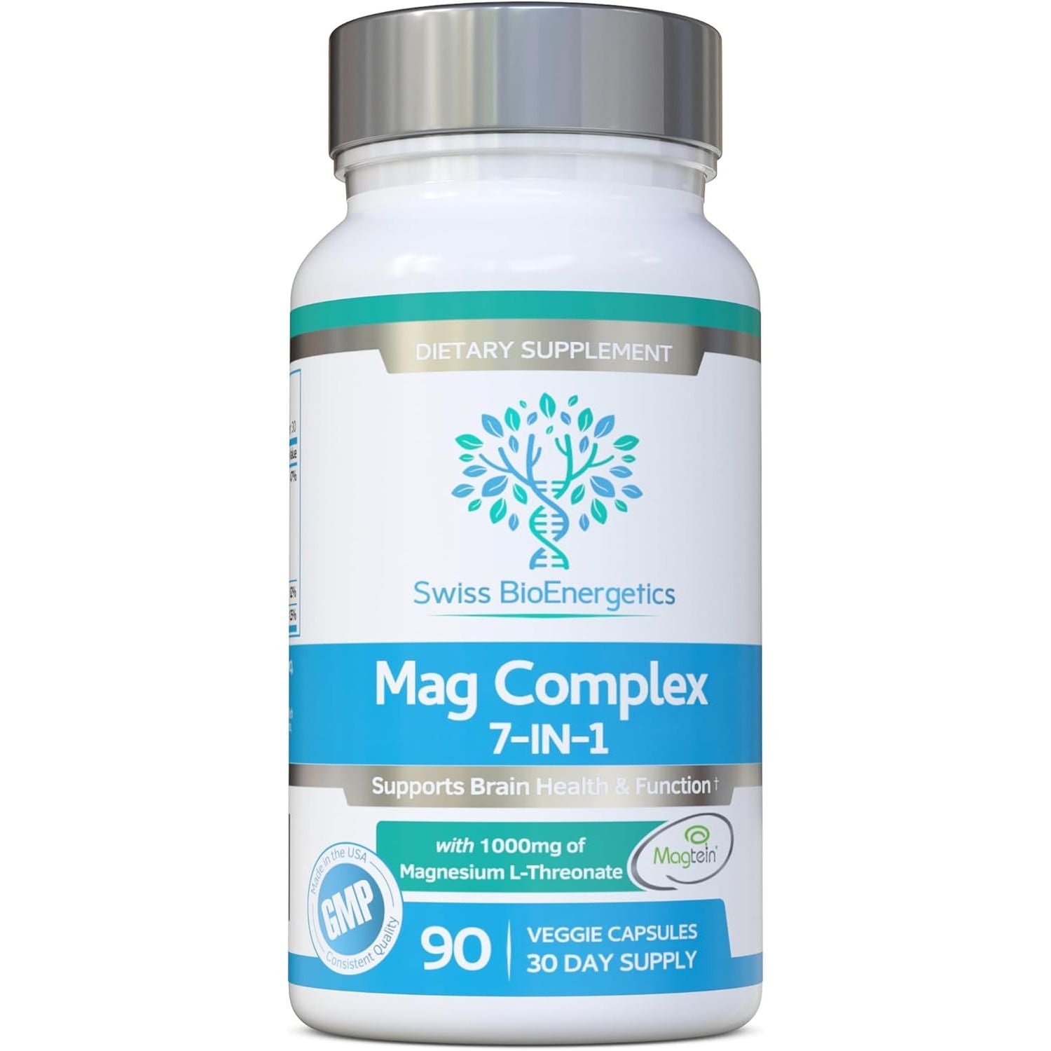 Magnesium L-Threonate Complex 7-In-1 with 1000Mg of Magtein plus Magnesium as Bisglycinate, Taurate, Citrate, Gluconate, Malate & Lactate - Supports Sleep - Vegan, UK Made and No Artificial Nasties