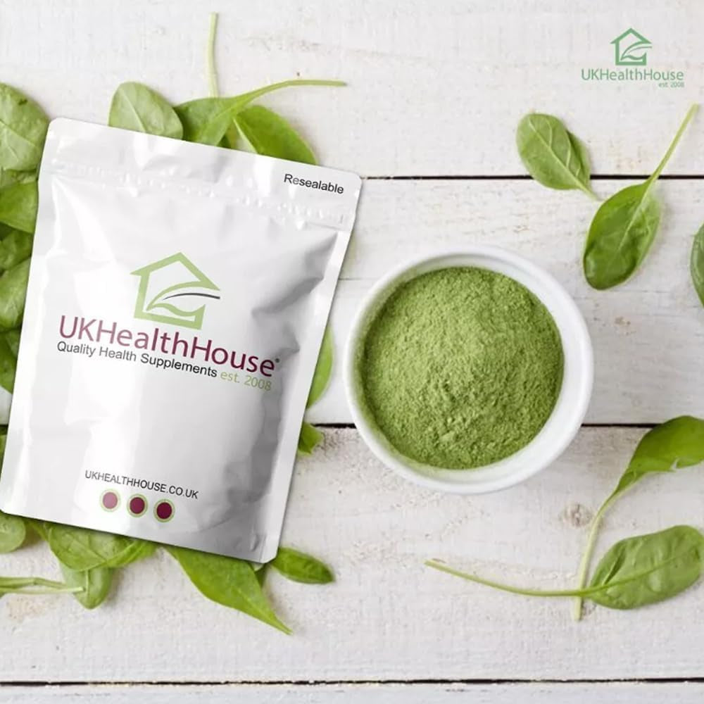Ukhealthhouse Spinach Powder Superfoods Green Superfood Powders Diet Vitamin Smoothie Energy High in Fibre Protein Iron, Source of Vitamins C Minerals (100G)