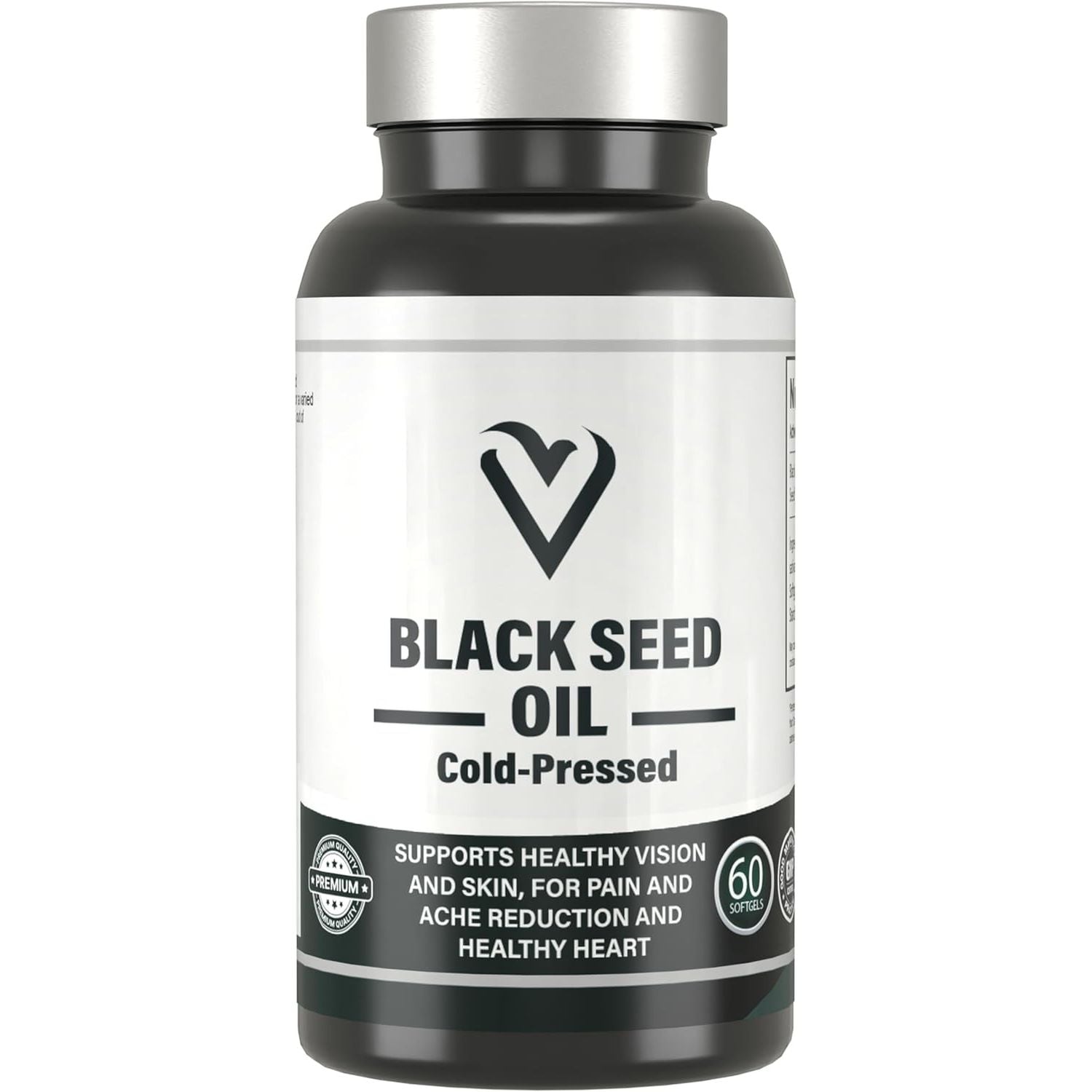 Black Seed Oil Tablets – Cold-Pressed Black Cumin Seed Supplement – Supports Heart Health, Joint Comfort, Skin & Vision – Natural Pain Relief – Halal & GMP Certified – 30 or 60 Vegan Tablets (60)