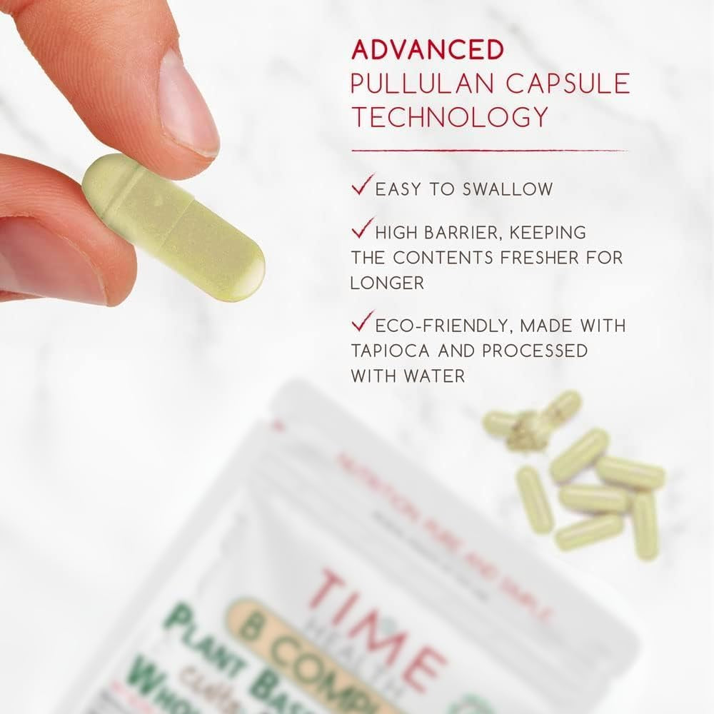 Vitamin B Complex - Whole Food & Plant-Derived - Natural, Non-Synthetic B Vitamins - Highly Bioavailable - Methylated B9 & B12 - Cultavit® - Zero Additives - UK Made - Pullulan (120 Capsule Pouch)