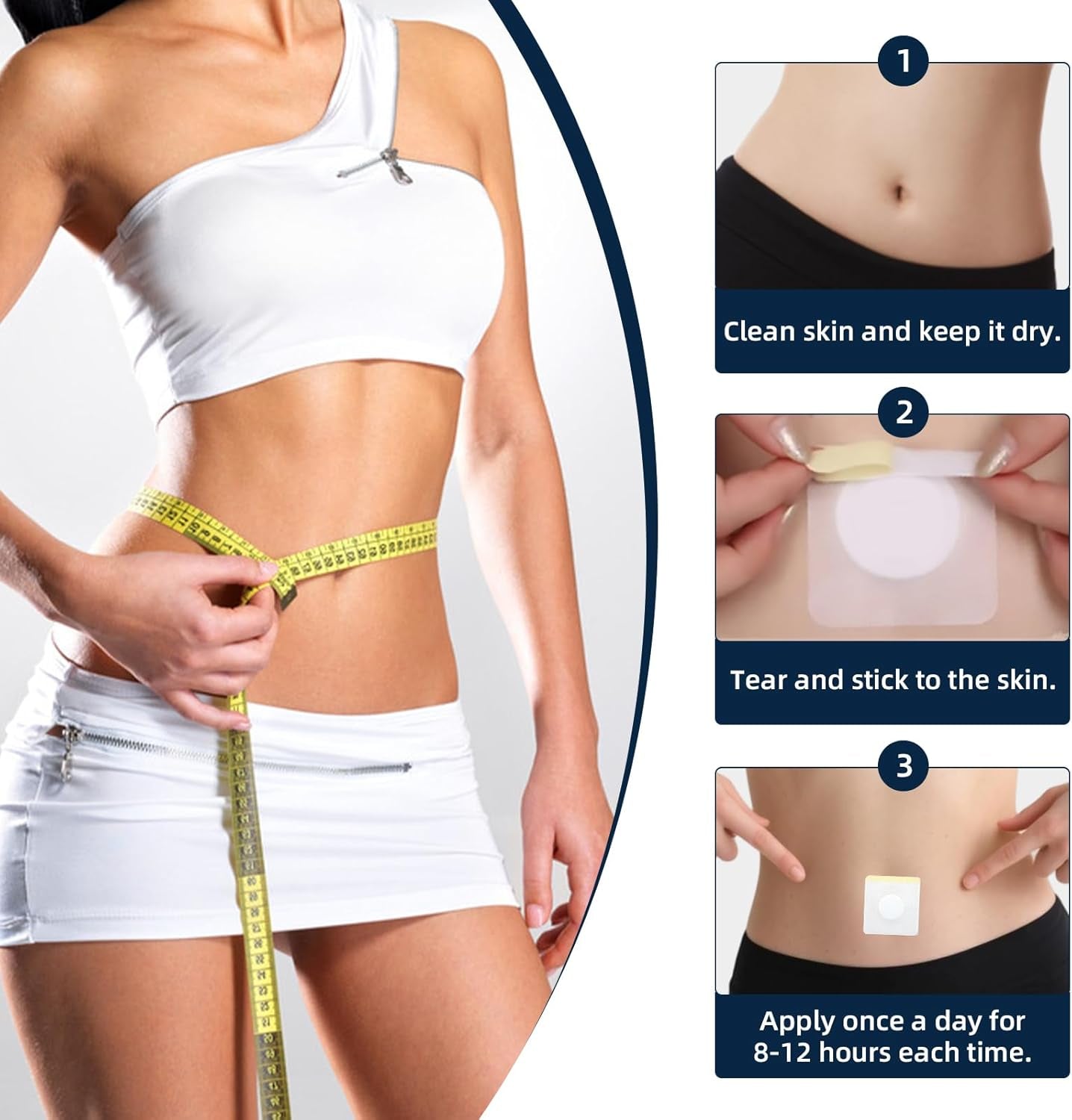 Slim Patch – 50 Weight Loss Patches for Belly Fat, Natural Slimming Patches for Weight Loss, Waist Shaping & Anti-Cellulite, Easy Fat Burner for Women & Men