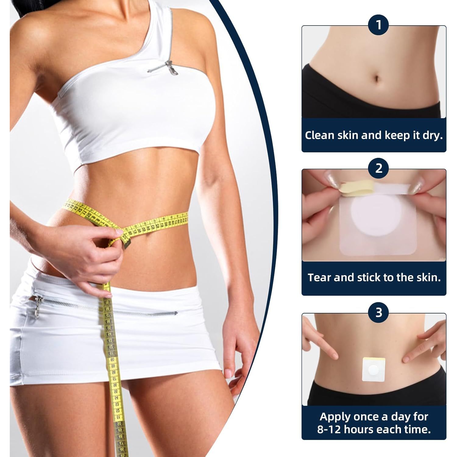 Slim Patch – 50 Weight Loss Patches for Belly Fat, Natural Slimming Patches for Weight Loss, Waist Shaping & Anti-Cellulite, Easy Fat Burner for Women & Men