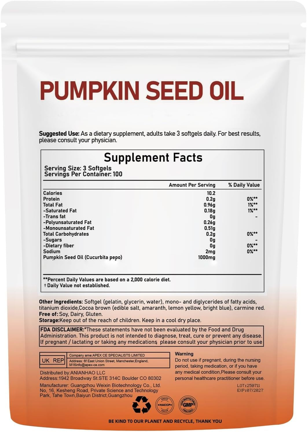 300 Softgel Pumpkin Seed Oil Capsules - Pumpkinseed Herbal Supplement - 2 in 1 Pumpkin Seed Extract | for Hair Growth, Cold Pressed, Supports Hair, Heart, Skin Supplement | Non-Gmo | Gluten Free