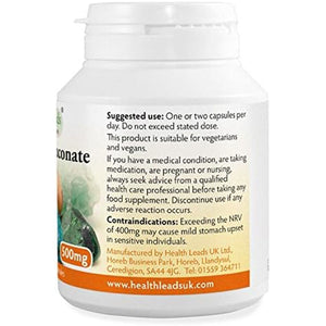 Magnesium Gluconate 500Mg X 90 Capsules (100% Additive Free)