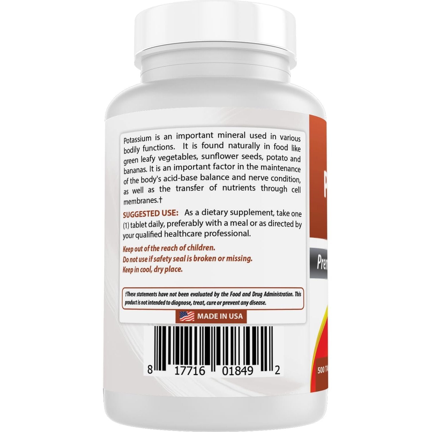 Best Naturals Potassium Citrate 99Mg 500 Tablets - 3Rd Party Lab Tested