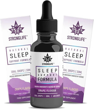 Stronglife Sleep Support Oil Drops - Promotes Restful Deep Sleep - Contains Valerian Root Magnesium L Theanine & Chamomile Extract - Natural Melatonin Alternative - 30Ml