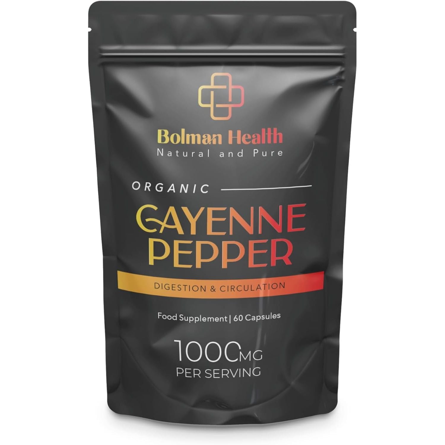 Cayenne Pepper | 30 Day Supply | Pure & Organic | 60 HPMC Vegan Friendly Capsules | Organic Cayenne Pepper | 500MG Capsules | Digestive, Circulatory, Inflammation, Digestion | Made in the UK