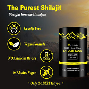 Shilajit Gummies for Men & Women,Pure Himalayan Shilaljit Gold Gummies Rich in Ashwagandha Gaulshura Fulvic Acid 85+ Trace Minerals for Men,Women, Non-Gmo| Natural & Organic|60 Gummy