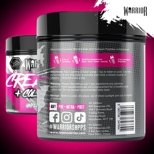 Warrior Creatine Monohydrate + Collagen Powder 270G - Pure Hydrolysed Peptides (Bovine) - Supports Muscle Recovery - Workout Supplement for Women and Men (Not Tablet) - 30 Servings (Unflavoured)